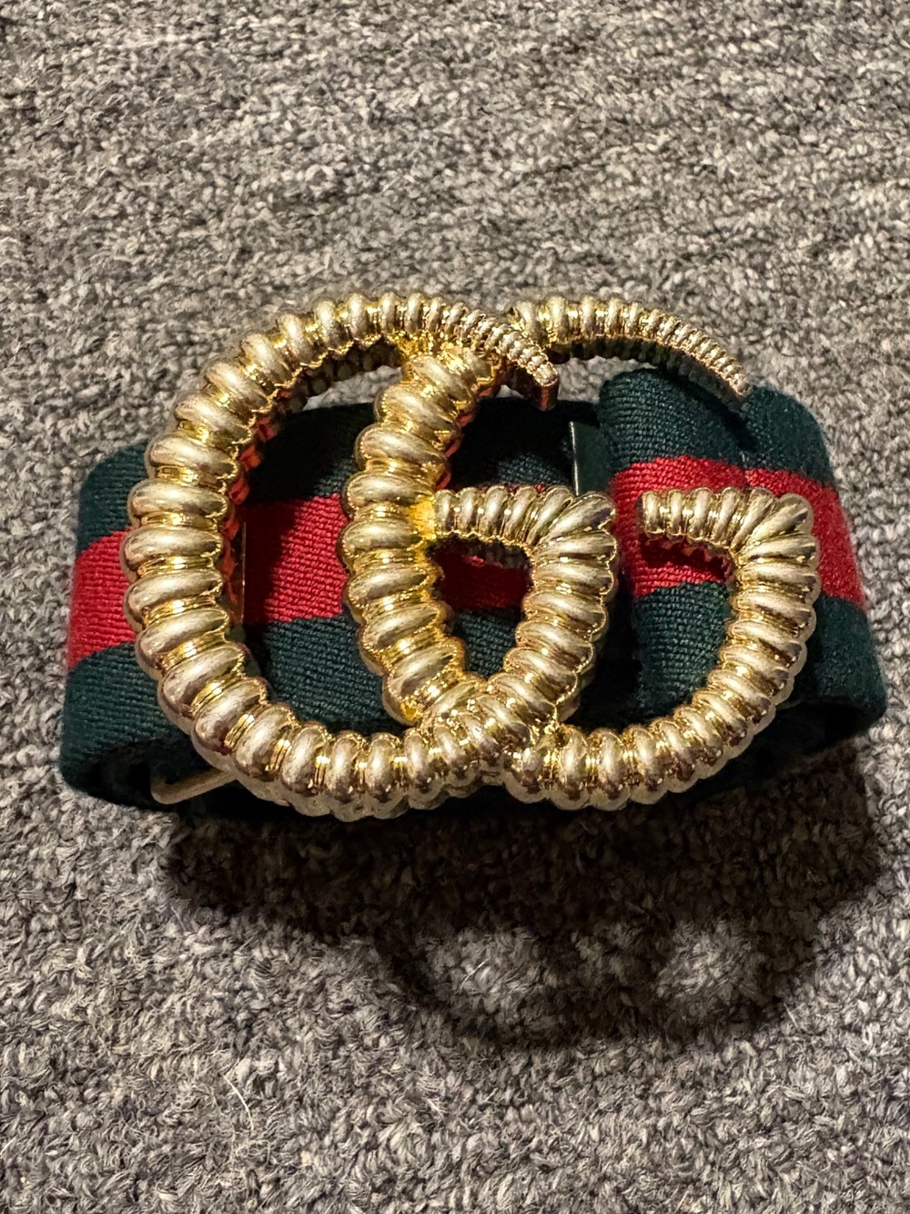 Gucci Torchon Double G Elastic Green/Red Belt - Size 90/36